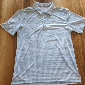 Adidas Polo Shirt Mens Adult Medium  Blue Squares Lightweight Casual